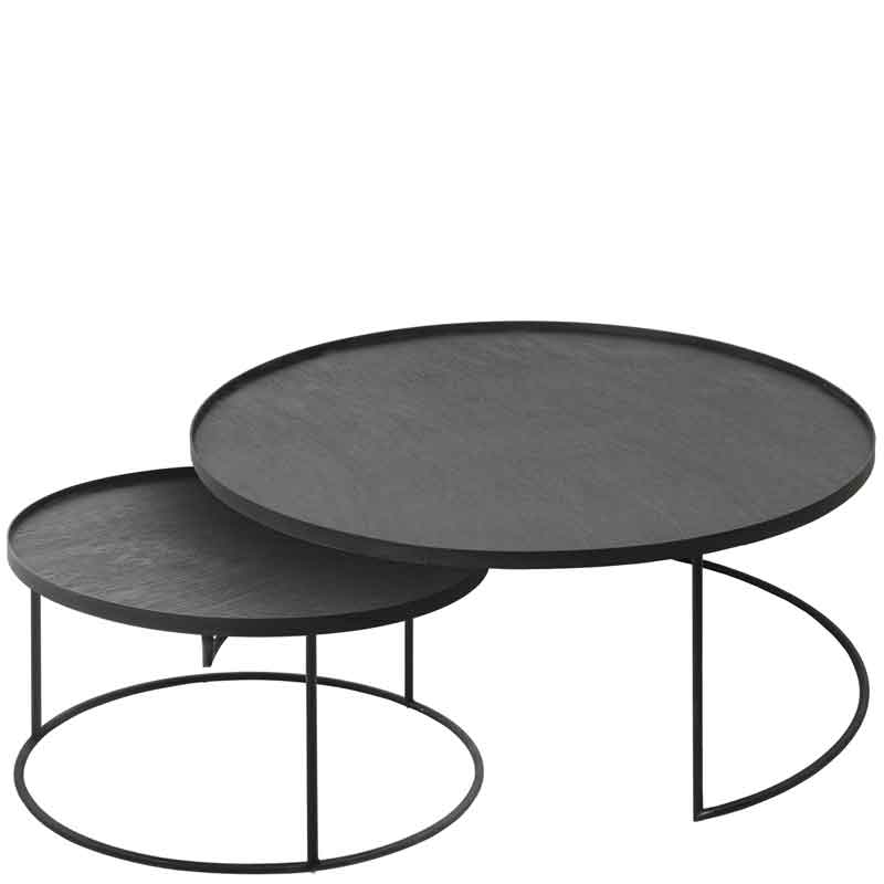 Ethnicraft Round Tray Coffee Table Set L/XL Hansen Interiors Hansen