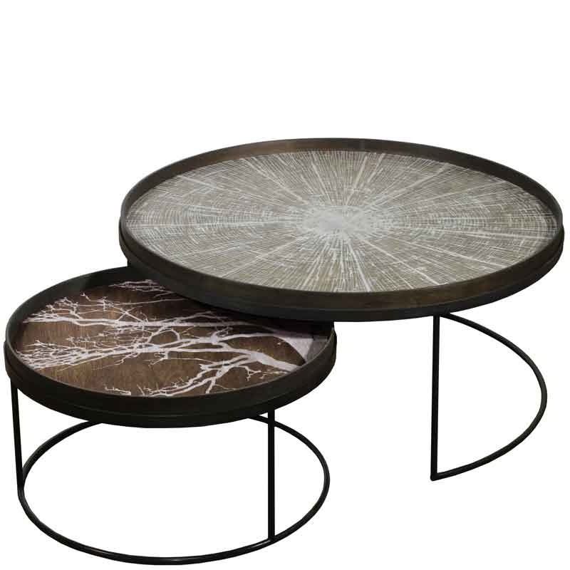Ethnicraft Round Tray Coffee Table Set L/XL - Hansen Interiors