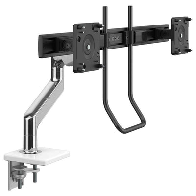 Humanscale M81 Monitor Arm Crossbar Handle Front Polished Aluminum White Trim Hansen Interiors