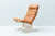 Cognac Leather on Oak Frame Siesta chair with headrest detail GALLERY