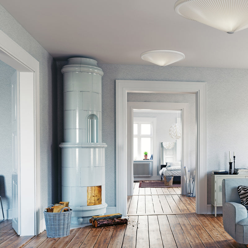Le Klint 26 ceiling in living room with  Le Klint 172 in bedroom  in next room  GALLERY