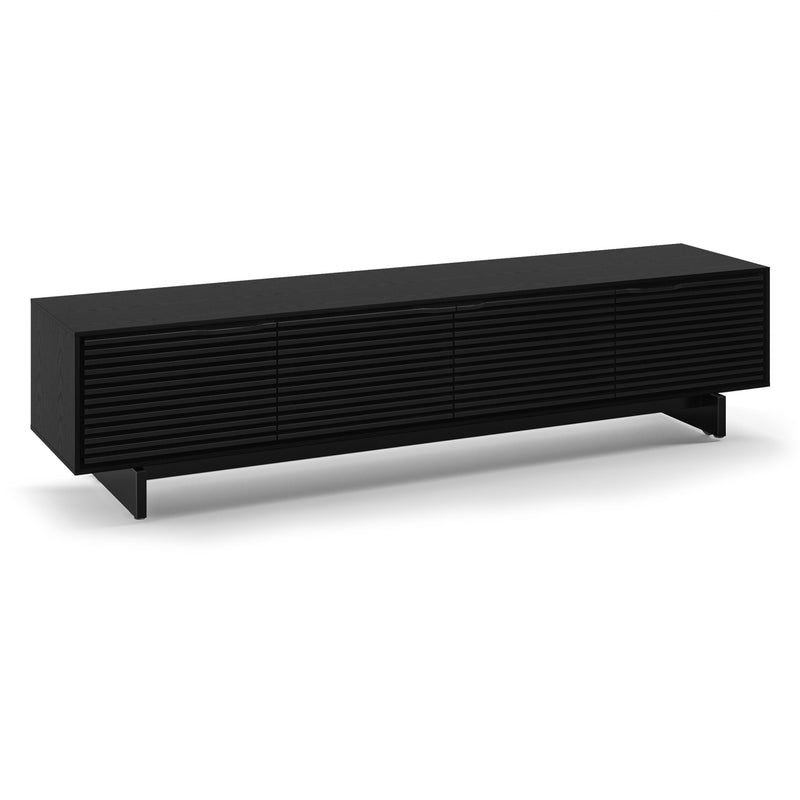 bdi align 7473 media console low black set at an angle on white background