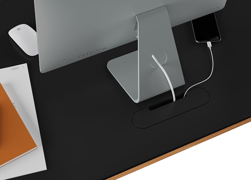 BDI Sequel Lift Desk Power management desk top detail GALLERY