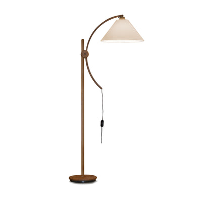 Domus Licht teak floor lamp with arcing lighting off GALLERY