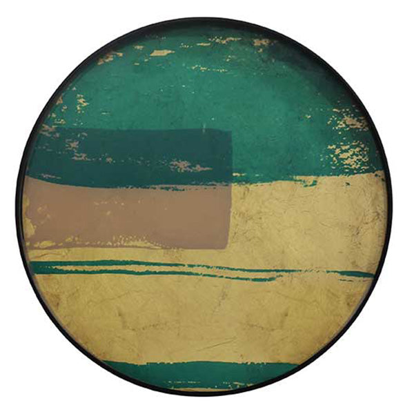 Turquoise Abstract Glass Tray Small