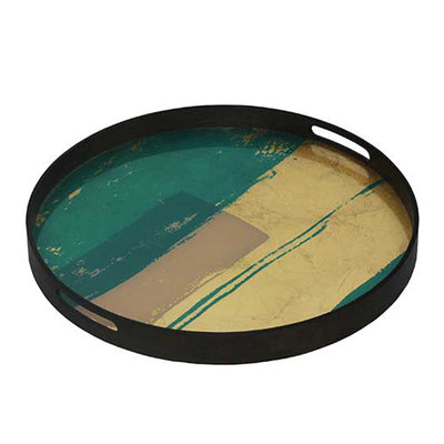 Turquoise Abstract Glass Tray Small