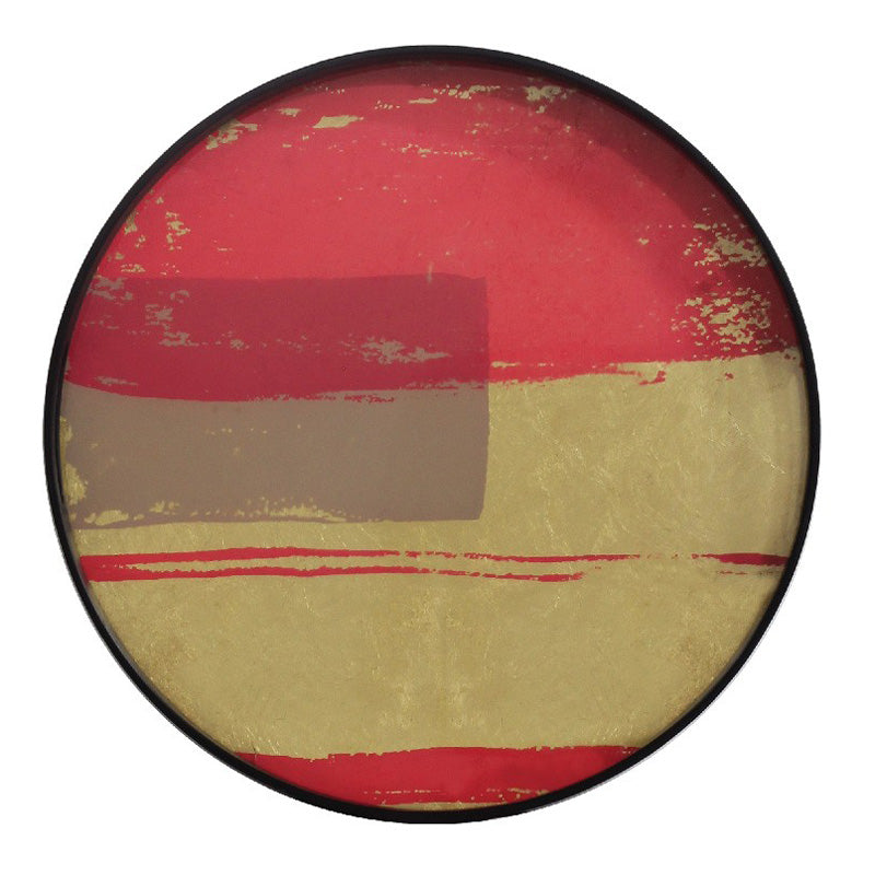 Raspberry Abstract Glass Tray Small