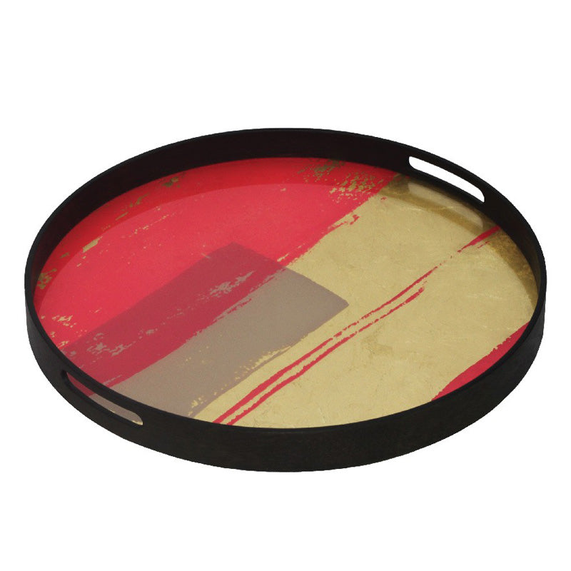 Raspberry Abstract Glass Tray Small