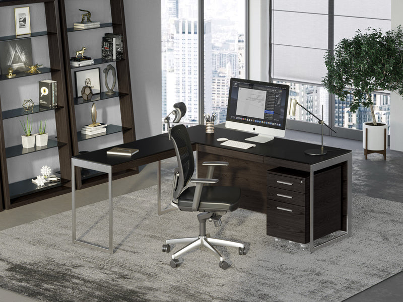 Sequel 20 6101 Desk Charcoal Grey with Eileen bookcase in grey office space GALLERY