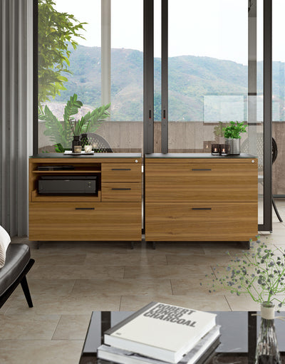 BDI Sequel Multifunction Cabinet shown with Natural Walnut lateral file  GALLERY