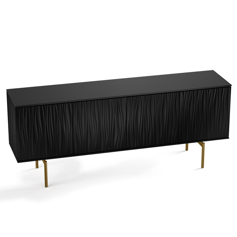 BDI Tanami 7109 Black with Brass legs Storage console front elevated view 