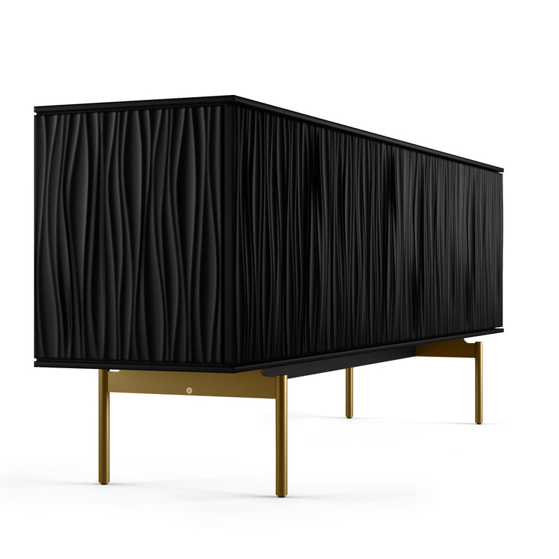 BDI Tanami 7109 Black with Brass legs Storage console end detail view