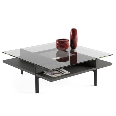 BDI 1150 Terrace Square Coffee Table Charcoal Grey with accessories GALLERY